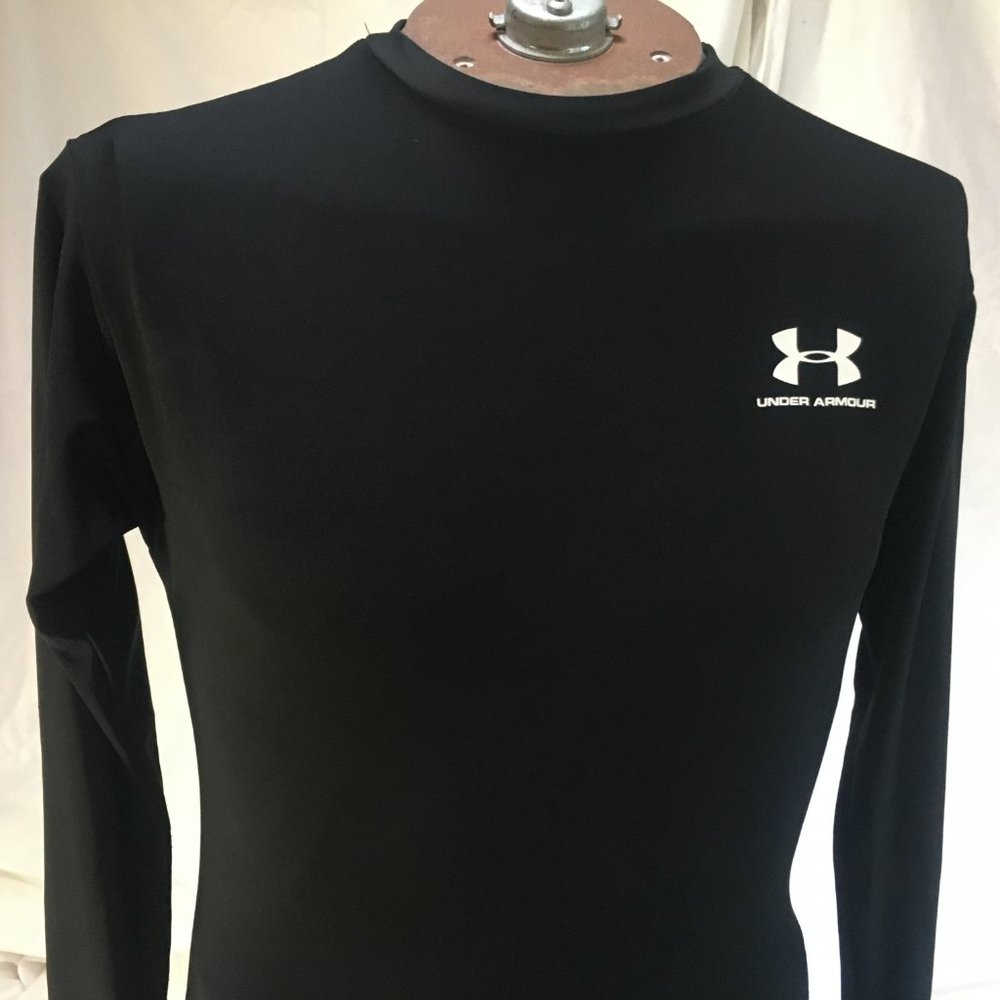 Under Armour Size L Black Mock Neck Compression Long Sleeve Shirt Mens Elastane - Picture 2 of 10